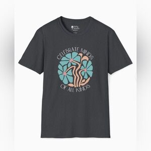 NWOT, Daily Bloom Celebrate Minds of All Kinds Tee, Dark Heather Grey, M, R92